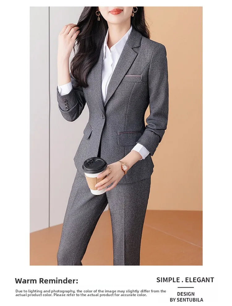 Business Formal Suit Set for Women College Students Job Interview Workwear Small Size Female Jacket Professional Top