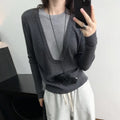 Andy Velvet Washed Large U-Neck Layered Slim Fit Knitwear Design Sensation Color Block Autumn Winter Top Polo Collar Sleeveless