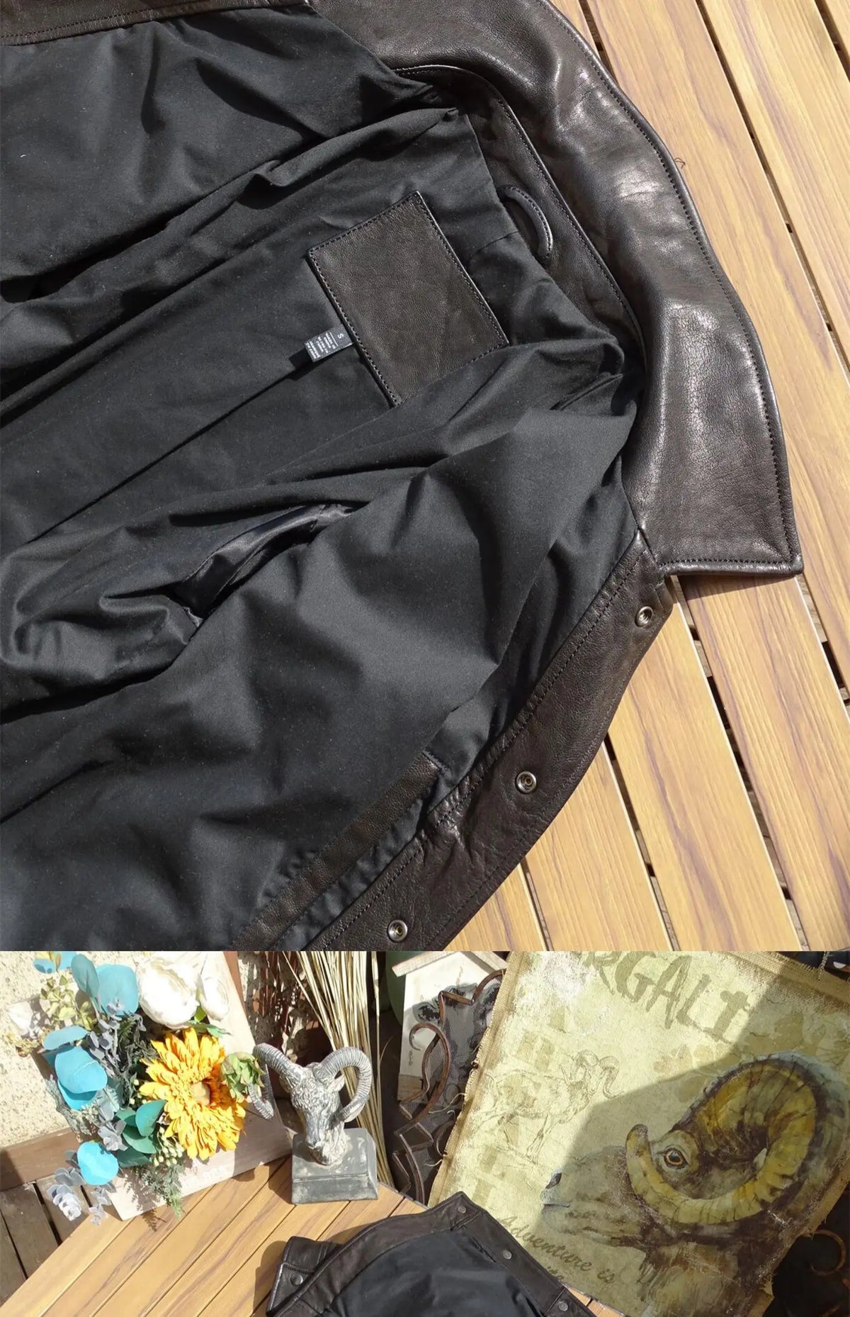 Black Autumn Leather Jacket Men Casual Style American Size Genuine Natural Sheepskin Turn-Down Collar Single Breasted Denim Coat