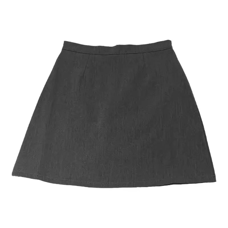 High Waist A-Line Mini Skirt Suit Women's Spring Outerwear Anti-Light Short Skirt Draping Pure Color Polyester Fiber