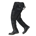 Black Spring Leather Trousers Men Retro Style Plus Size 4XL Genuine Natural Sheepskin Add Protection Device Motorcycle Pants