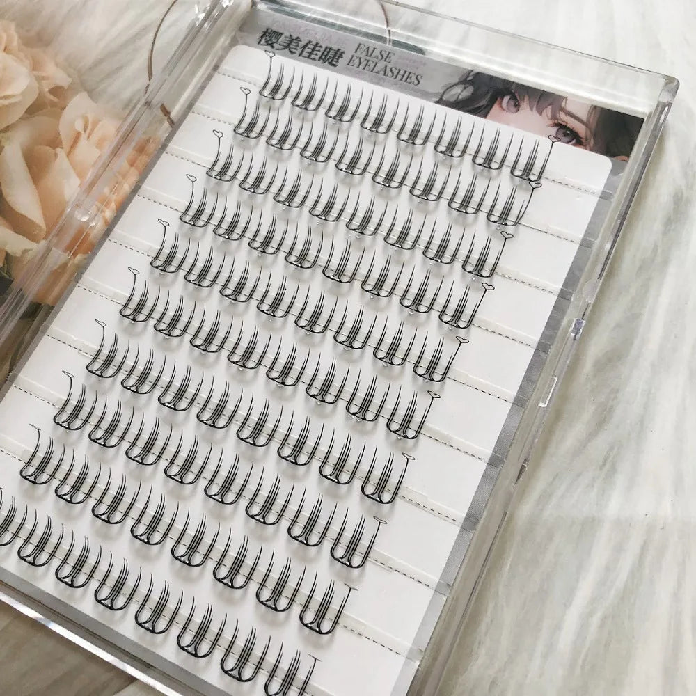 Korean Style U-Shaped Fake Eyelashes Heart Tail End Girls Group Soft Age-Reducing Natural Looking Fiber Material for Ordinary...