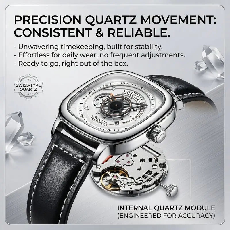 1 piece square case black leather strap ins style niche design personalized dial trendy versatile men's