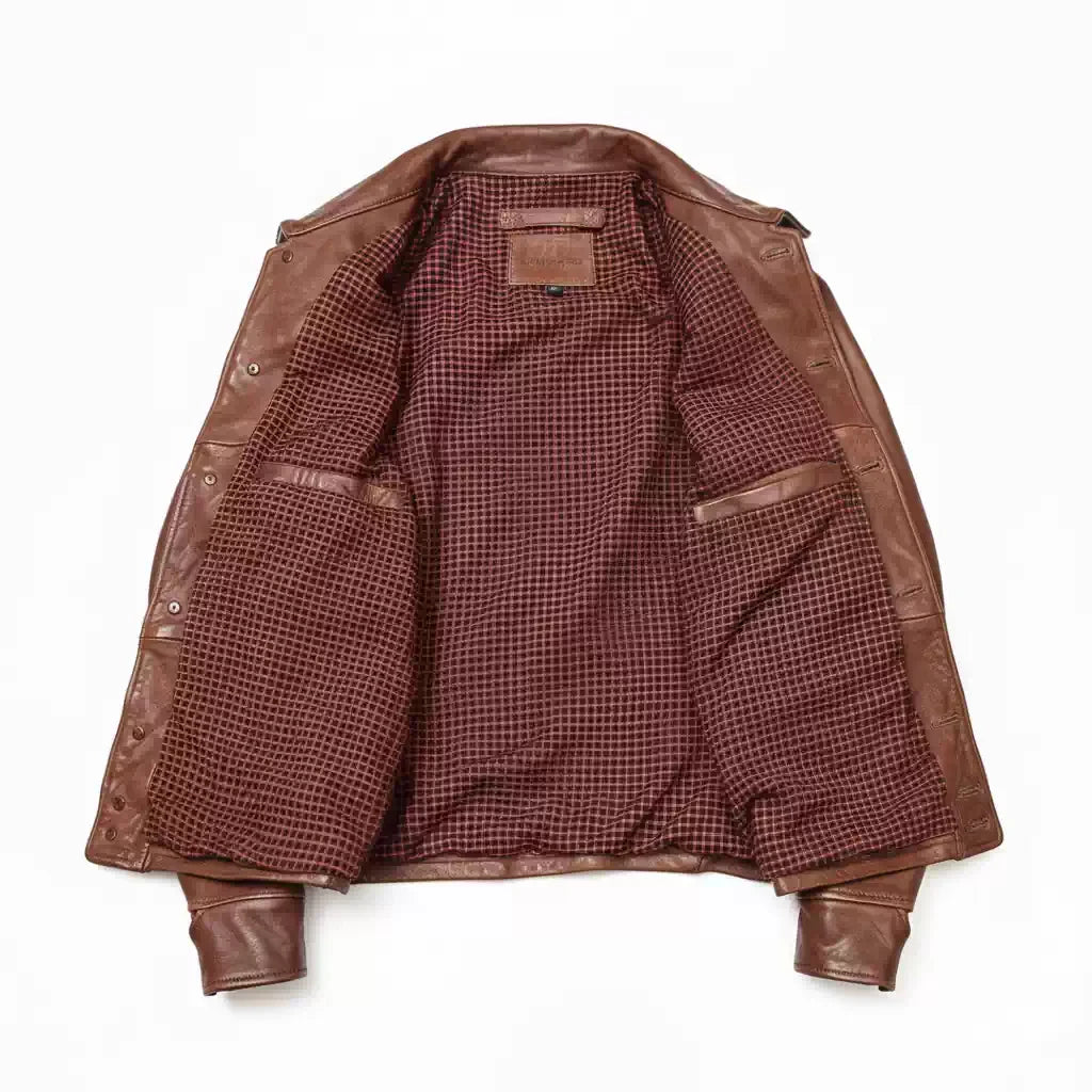 Genuine Natural Sheepskin Turn-Down Collar Single Breasted Coat Red Brown Spring Leather Jacket Men Retro Style Plus Size 4XL