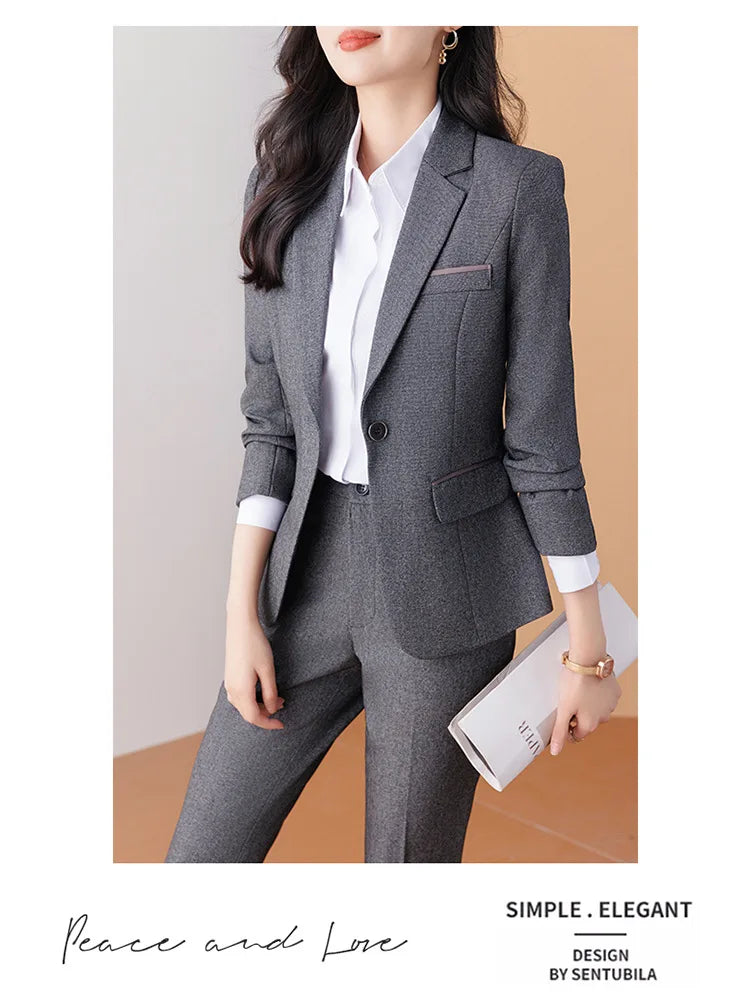 Business Formal Suit Set for Women College Students Job Interview Workwear Small Size Female Jacket Professional Top