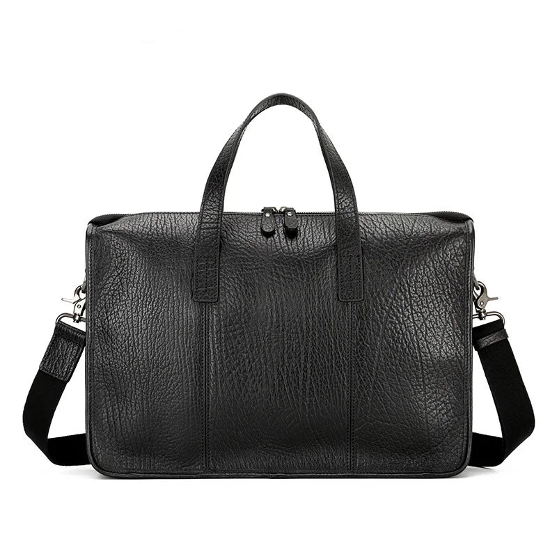 NZPJ Men's Handbag Genuine Leather Briefcase Top Layer Cowhide Shoulder Messenger Bag Fashion Laptop Bag for 15 Inch Laptop