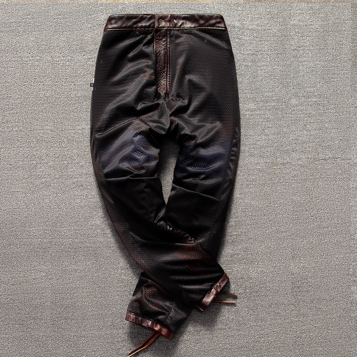 Red Brown Winter Leather Trousers Men Retro Vintage Style Plus Size 5XL Genuine Natural Cowhide Motorcycle Leather Pants