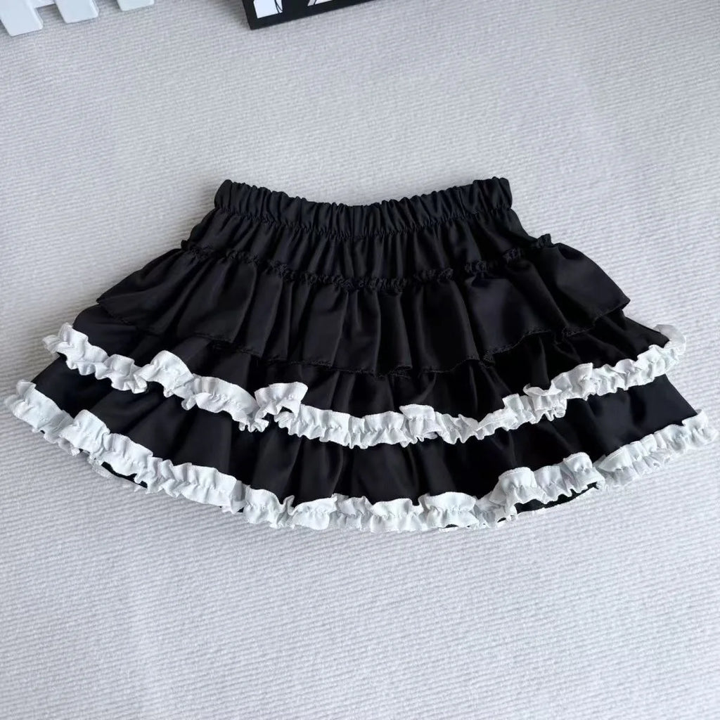 Sweet And Spicy High Waist Puffy Half-length Skirt for Women Anti-exposure Bow-knot Short Cake Skirt Spring Summer New Style