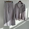 Retro Large Size Cotton Linen Shirt Set High Waist Loose Pants Two Piece Set Women's Clothing Casual Fashion Summer Season