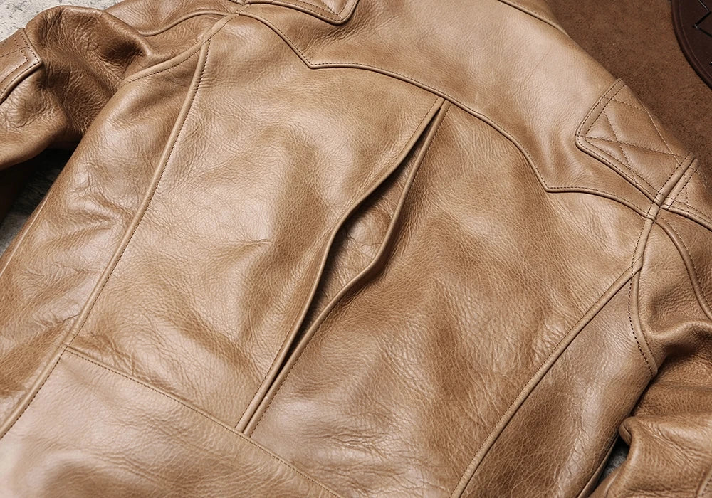 Light Brown Winter Leather Jacket Men Sprots Style Plus Size 5XL Genuine Natural Thick Cowhide Stand Collar Slim Leather Coat