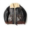 Black Winter Shearling Jacket Men Military Style Plus Size 4XL Genuine Natural Thick Sheepskin Turn-Down Collar A2 Flight Coat
