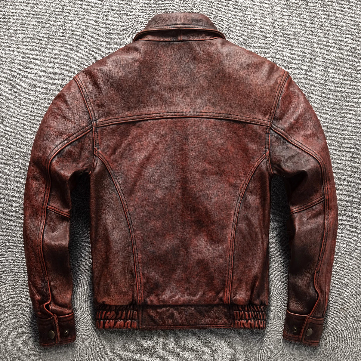 Wine Red Leather Jacket Men Vintage Style Plus Size 5XL Genuine Natural Cowhide Turn-Down Collar Retro Flight Coat