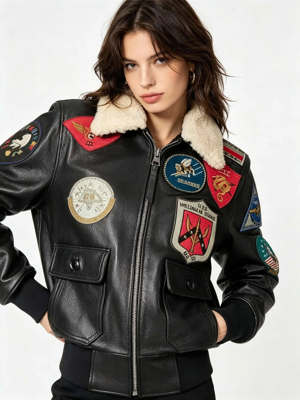 Black Autumn Leather Jacket Women Retro Style Plus Size 3XL Genuine Natural Cowhide Turn-Down Collar Military G1 Flight Coat