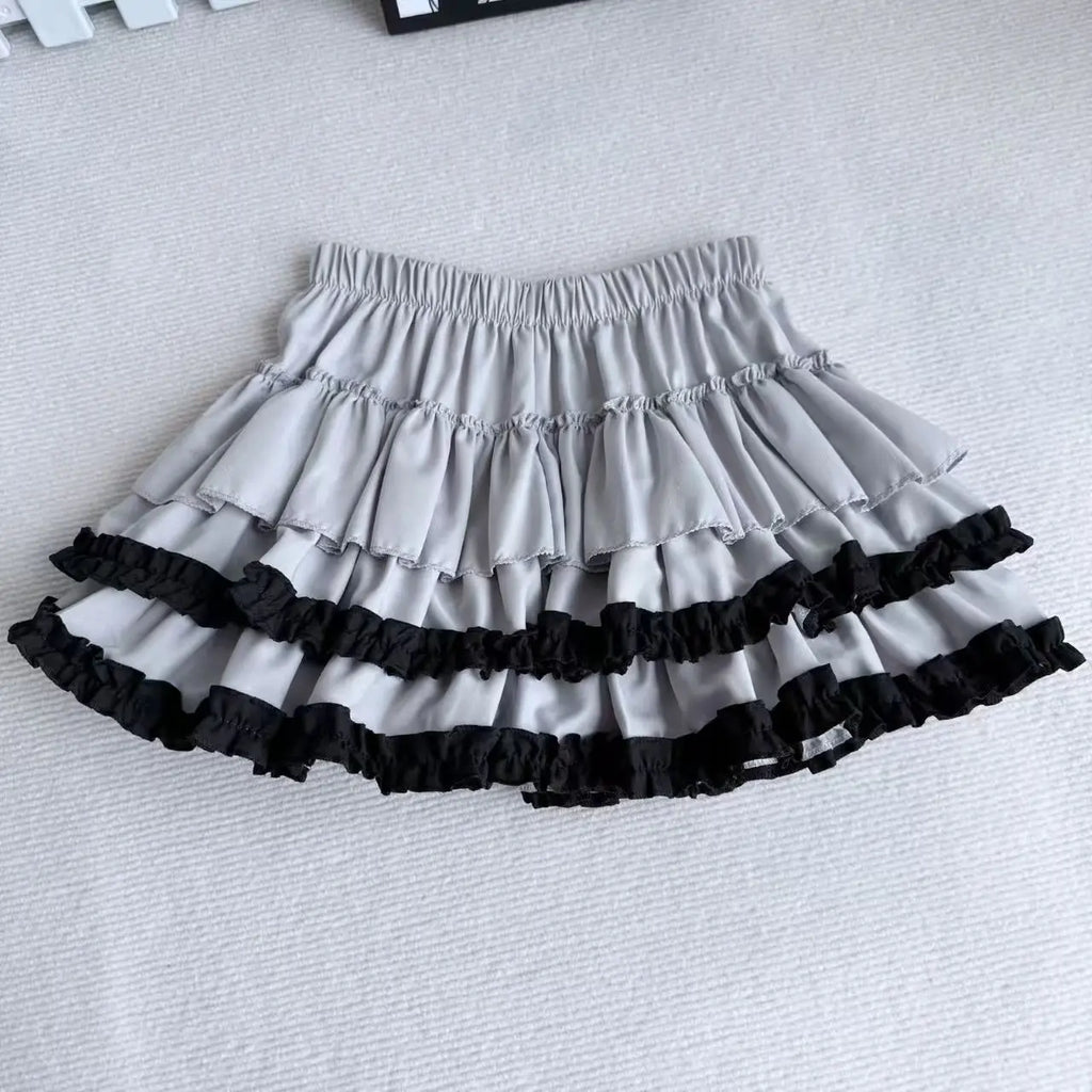 Sweet And Spicy High Waist Puffy Half-length Skirt for Women Anti-exposure Bow-knot Short Cake Skirt Spring Summer New Style