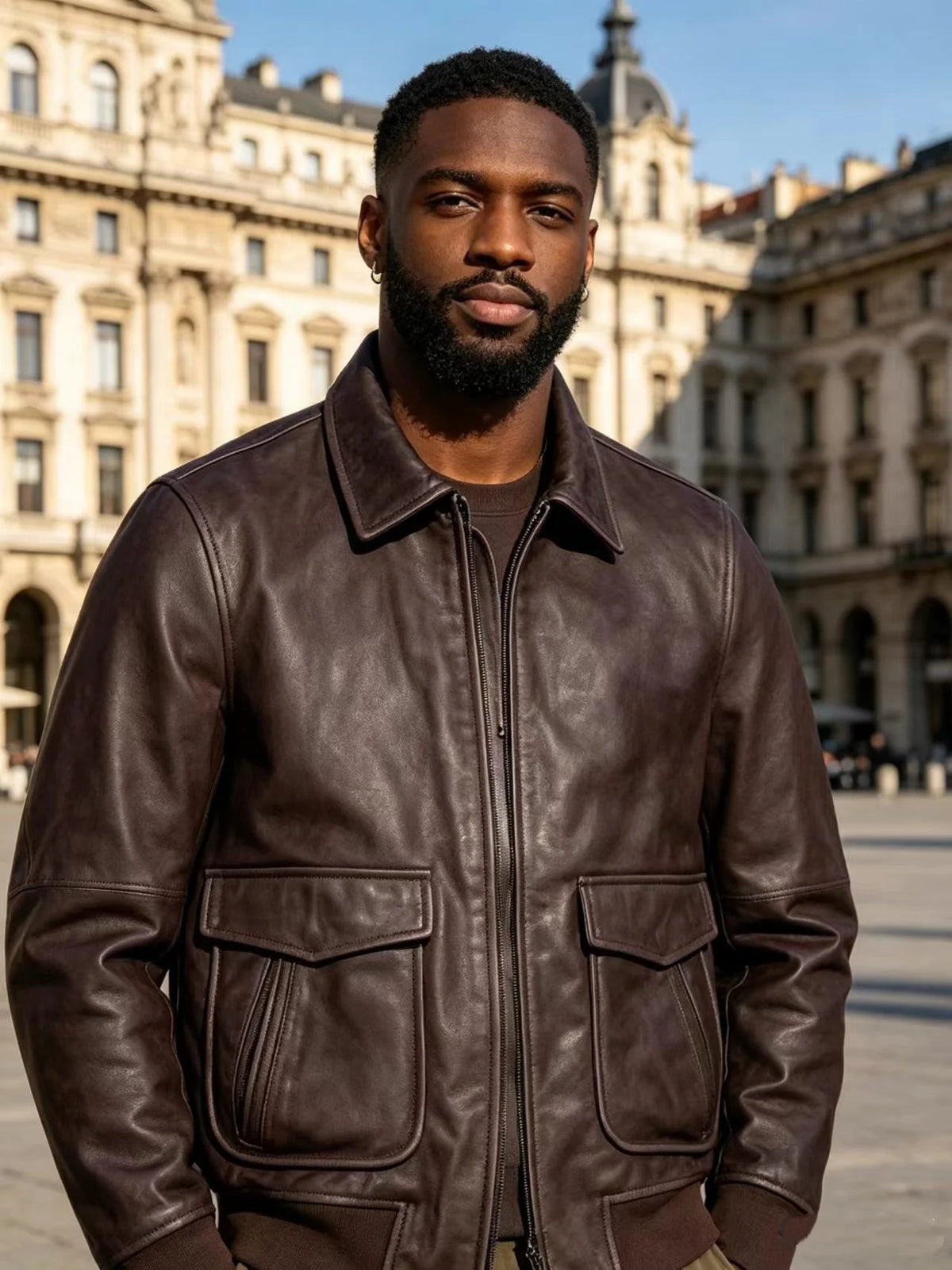Dark Brown Winter Leather Jacket Men Vintage Style Plus Size 5XL Genuine Natural Cowhide Turn-Down Collar Retro A2 Flight Coat