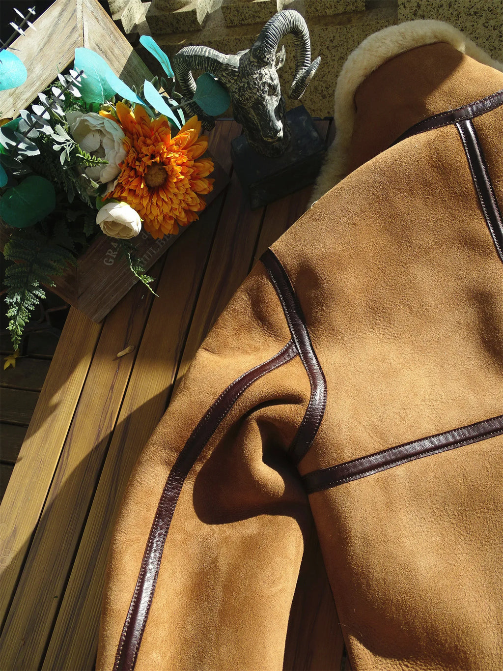 Light Brown Winter Shearling Jacket Men Retro Style Plus Size 4XL Genuine Natural Thick Sheepskin Warm Leather Coat