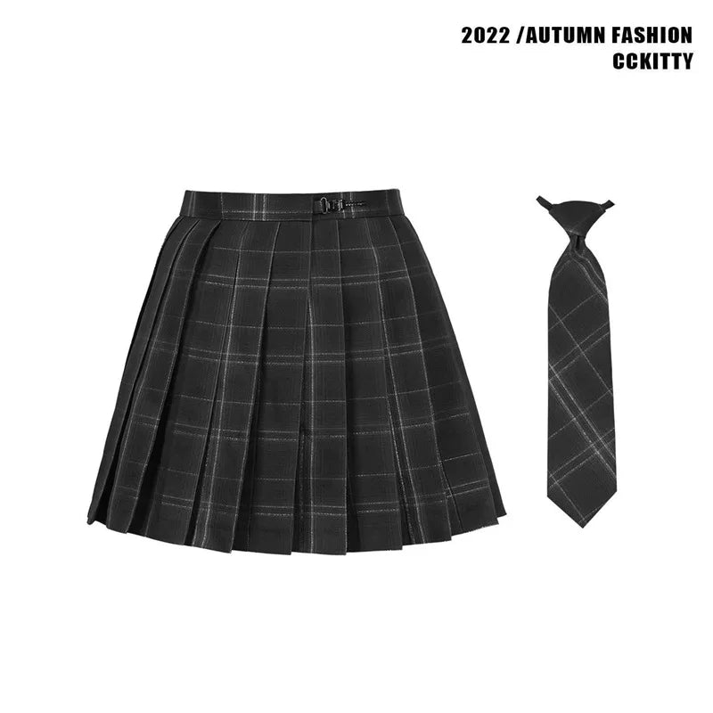 American Style Uniform Short Sleeve Women's School Uniform Set Waist-Cinching Jk Outfit Mini Skirt Sweet Fresh Princess Sleeve