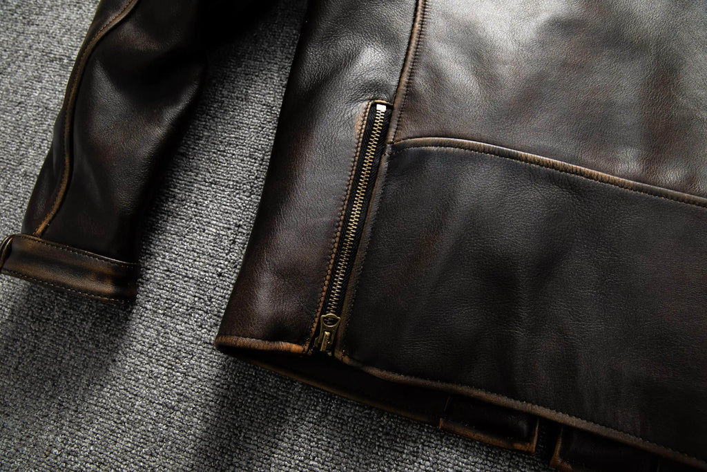 Dark Brown Autumn Leather Jacket Men Retro Style Plus Size 6XL Genuine Natural Cowhide Stand Collar J100 Motorcycle Sports Coat