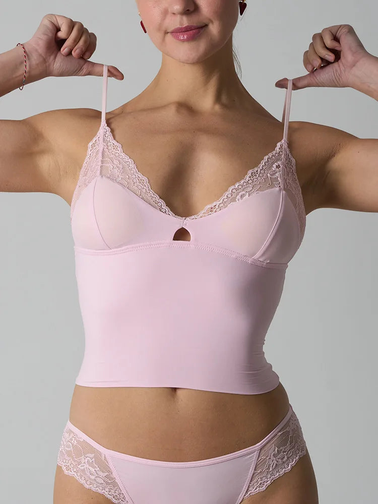 Adjustable Strap Lace Top Skin-friendly Ultra Elastic with Chest Pad Kardashian Style Streetwear Trend for Women in Spring
