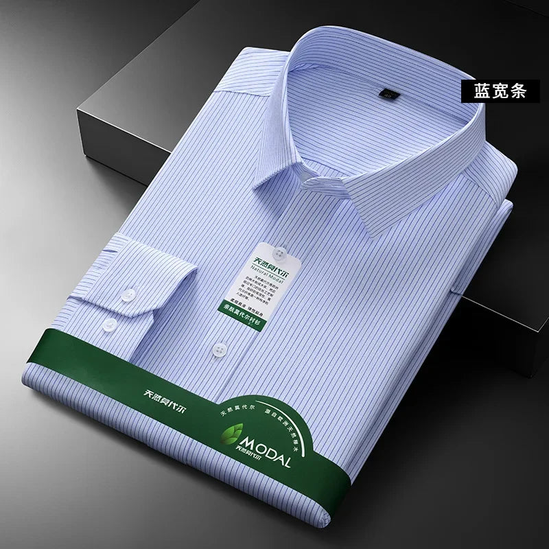 Quality Anti-Wrinkle Men Shirt Long Sleeves Dress Shirts For Men Slim Fit Camisa Social Business White Office Shirt  5XL