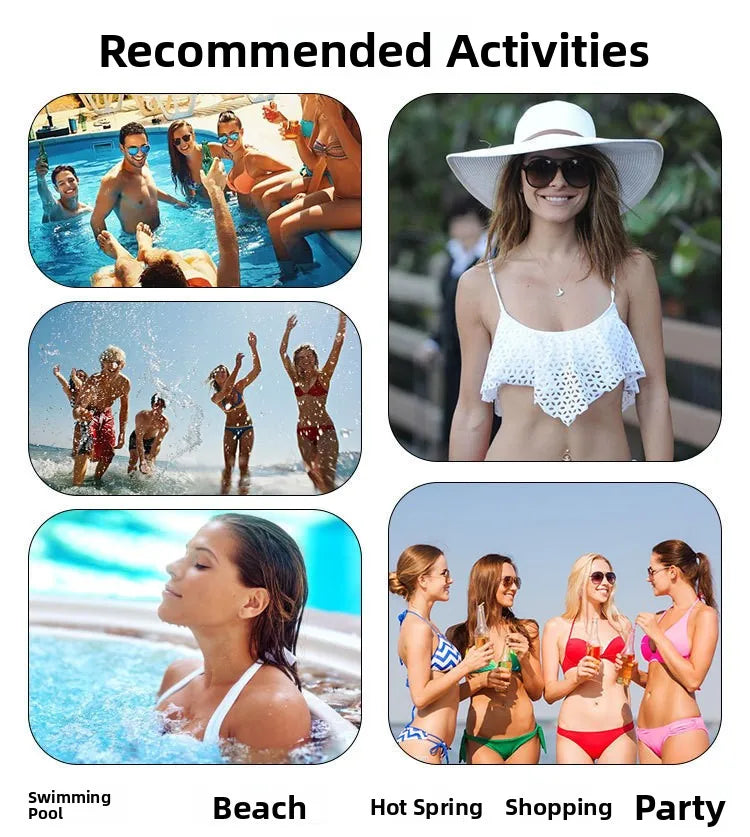 Sexy Bikini Swimsuit Women's High Waist Two Piece Beach Vacation Clothing Slimming Cover up Nylon Fabric with Chest Pad