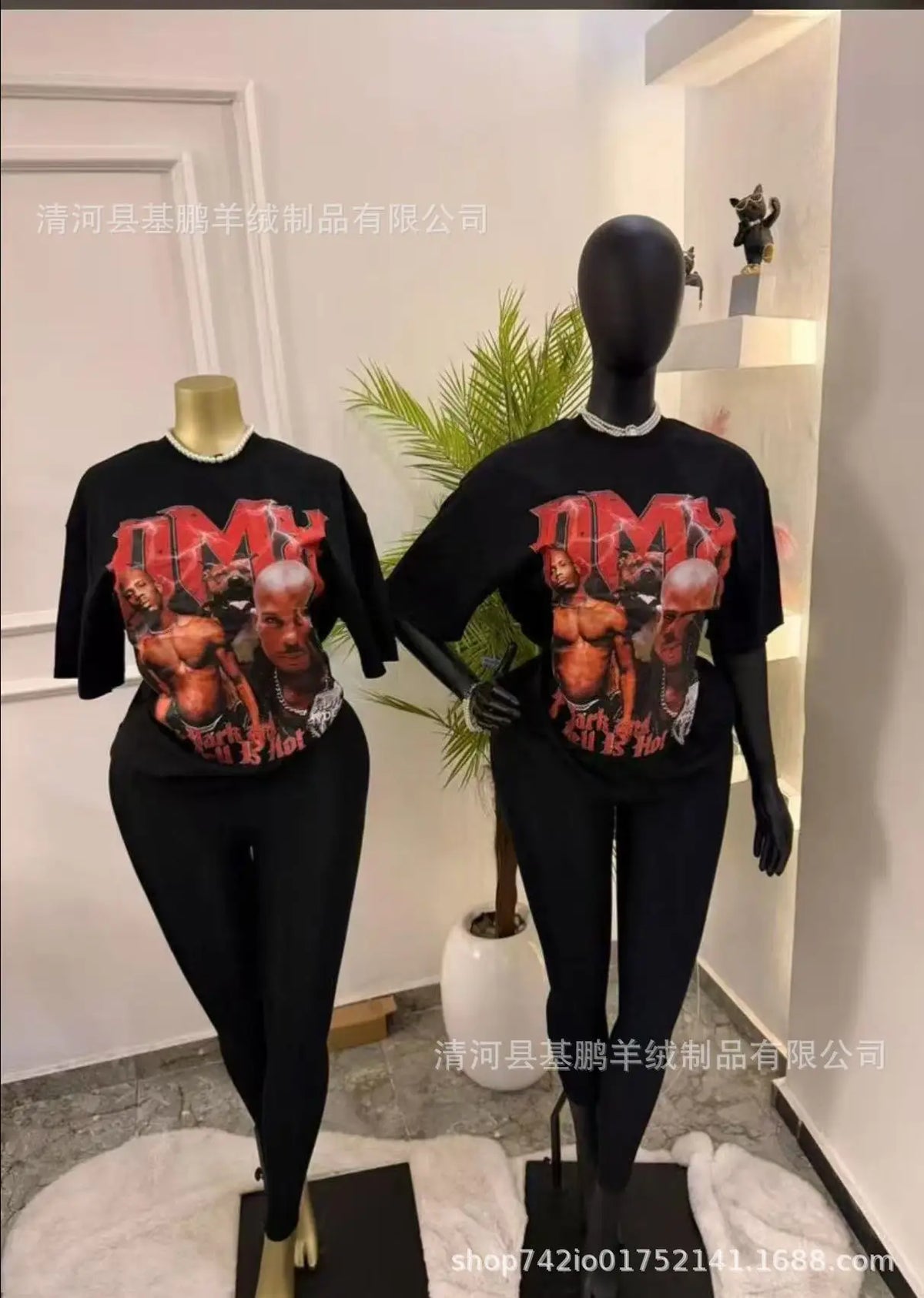 Loose Fit Embroidered Cotton T-Shirt Women's Shoulder Width round Neck Print Short Sleeve Cross-Border Half Sleeve Street Style