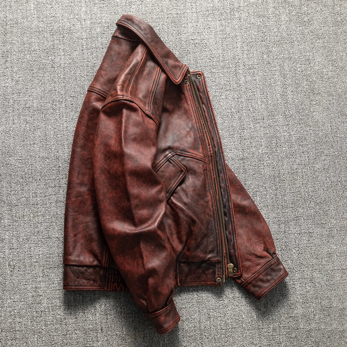 Wine Red Leather Jacket Men Vintage Style Plus Size 5XL Genuine Natural Cowhide Turn-Down Collar Retro Flight Coat