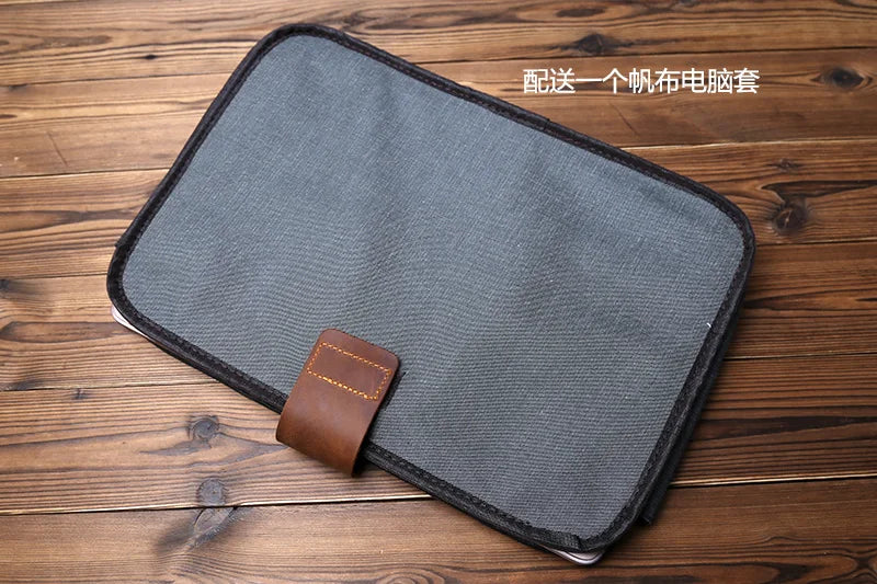 Retro Men's Leather Handbag Top Layer Cowhide Briefcase Large Capacity Travel Bag Crazy Horse Leather Laptop Shoulder Bag NZPJ