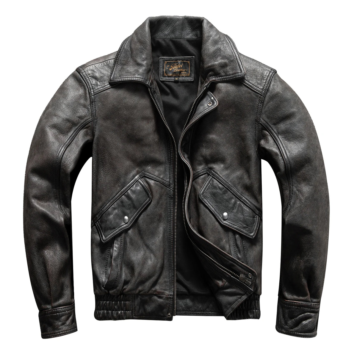 Wine Red Leather Jacket Men Vintage Style Plus Size 5XL Genuine Natural Cowhide Turn-Down Collar Retro Flight Coat