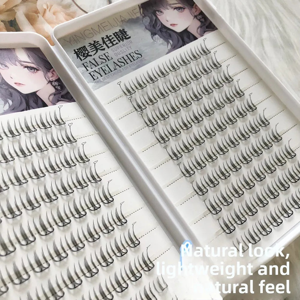 Korean Style U-Shaped Fake Eyelashes Heart Tail End Girls Group Soft Age-Reducing Natural Looking Fiber Material for Ordinary...