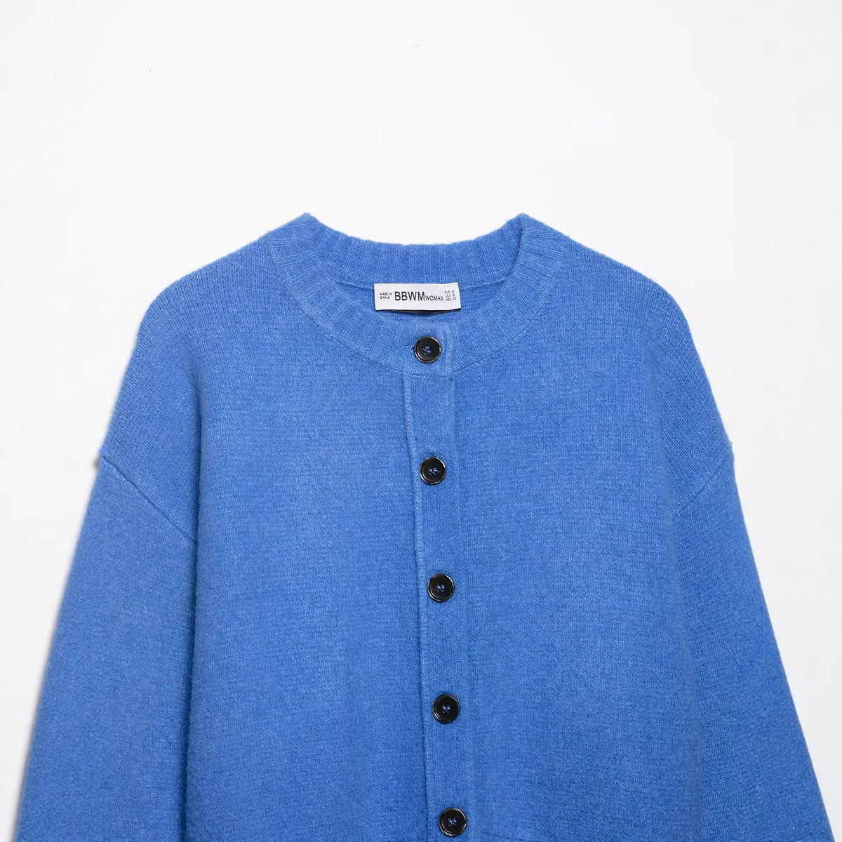 Loose Long Sleeve round Neck Knitted Sweater Women's Pure Color Single Button Autumn Winter New Style Comfortable Versatile K...