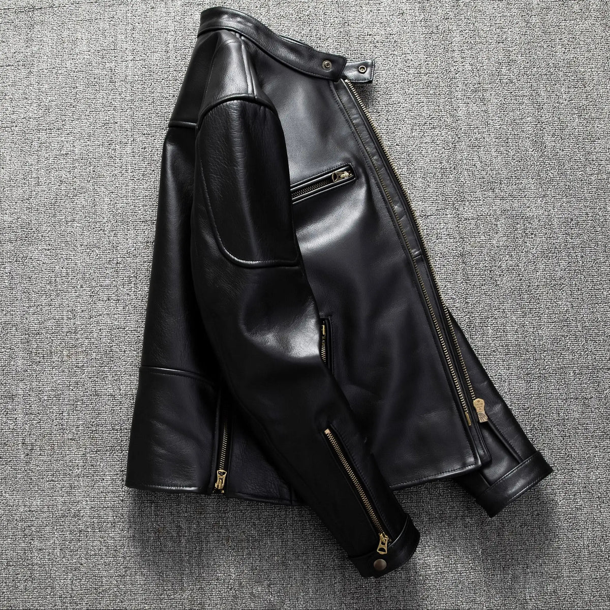 Black Autumn Leather Jacket Men Retro Style Plus Size 6XL Genuine Natural Cowhide Stand Collar J100 Motorcycle Sports Coat