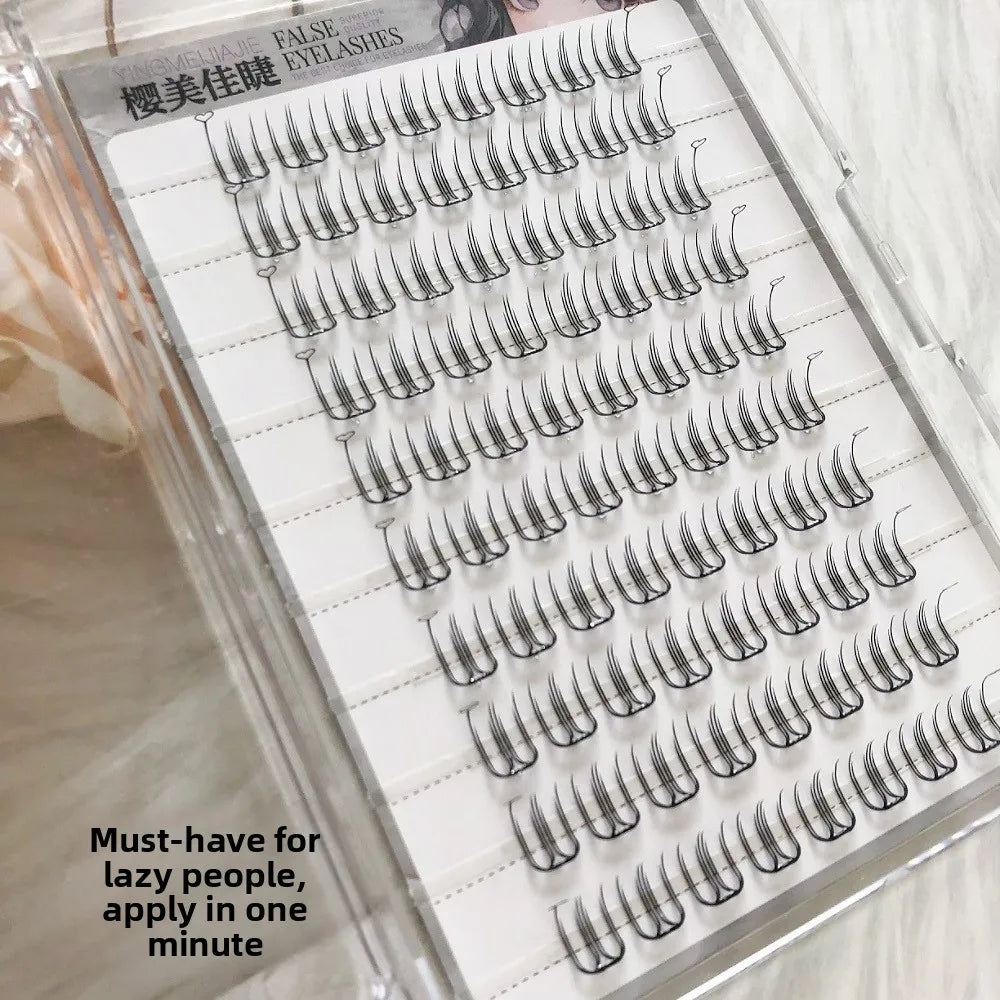 Korean Style U-Shaped Fake Eyelashes Heart Tail End Girls Group Soft Age-Reducing Natural Looking Fiber Material for Ordinary...