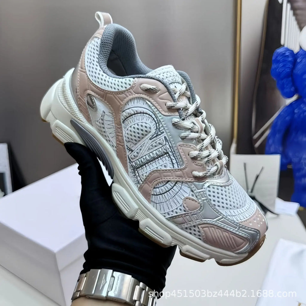 2025 New D Home B30 Tech Sports Mesh Dad Running Shoes with Laces Olympic Star Net Shoes Unisex Summer Dry Hollow out Sneakers
