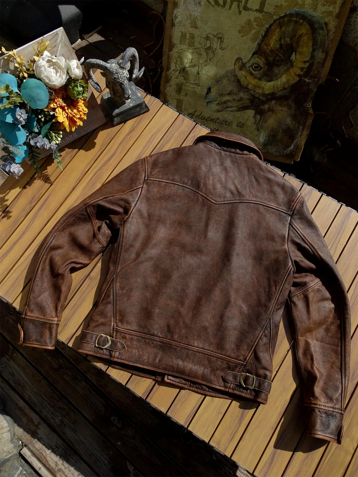 Dark Brown Spring Leather Jacket Men Retro Style Plus Size 5XL Genuine Natural Cowhide Turn-Down Collar Single Breasted Coat