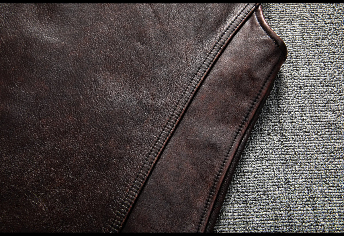 Red Brown Spring Leather Vest Men Retro Style Plus Size 6XL Genuine Natural Cowhide O-Neck Collar Slim Fit Short Sleeveless Coat
