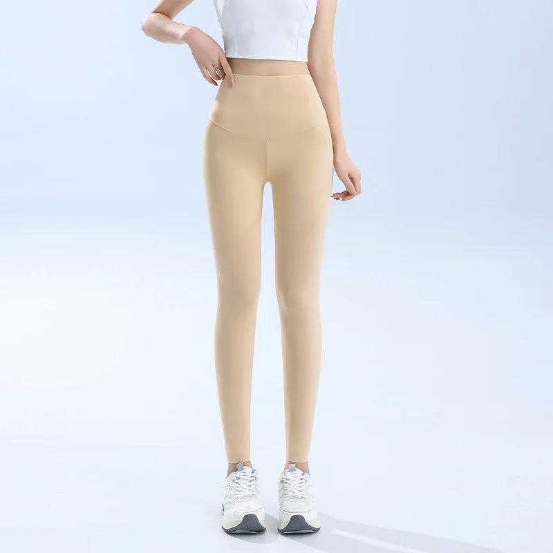 Ultra-Thin Ice-Silk High-Waist Comfortable Yoga Pants Breathable Stretchy Sharkskin Summer Outerwear Women's Clothing