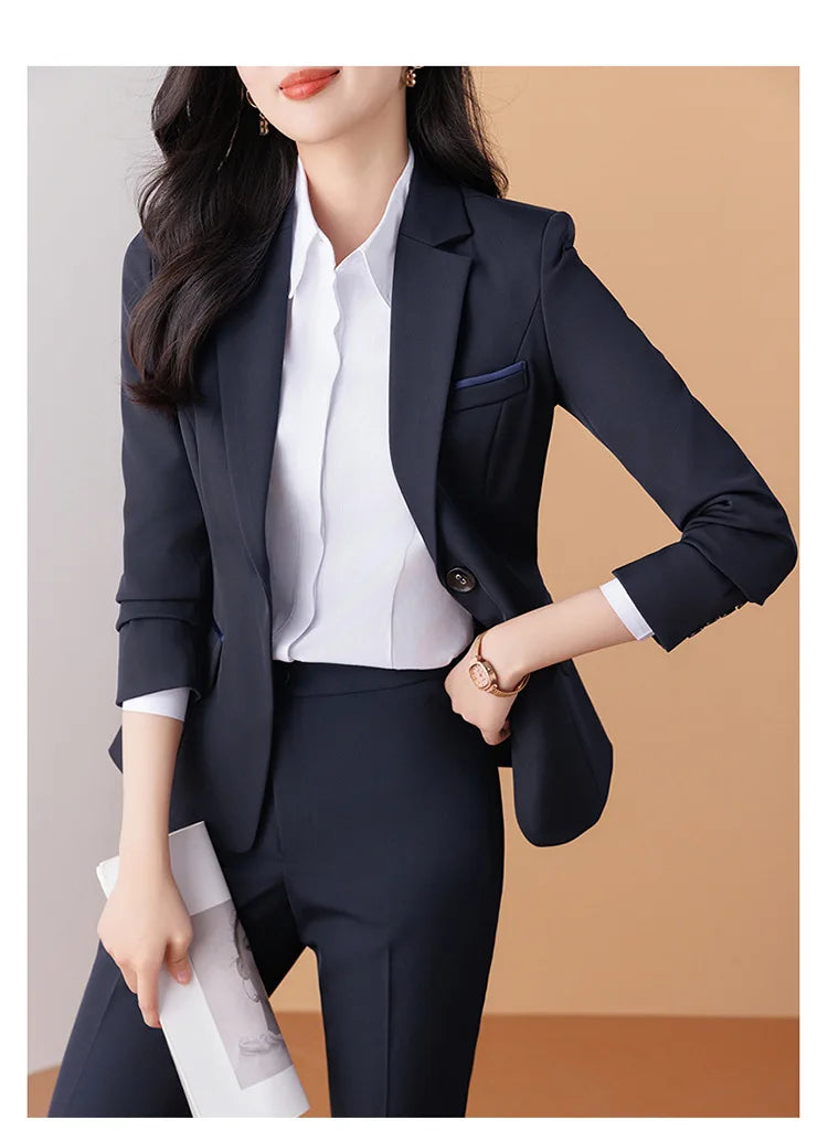 Business Formal Suit Set for Women College Students Job Interview Workwear Small Size Female Jacket Professional Top