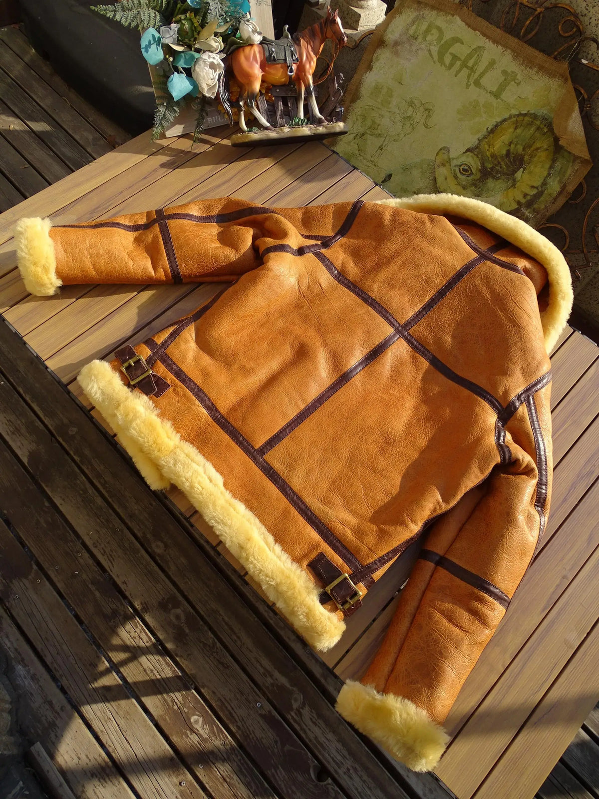 Orange Winter Shearling Jacket Men Vintage Style Plus Size 5XL Genuine Natural Sheepskin Thick Warm Bomber Military Flight Coat