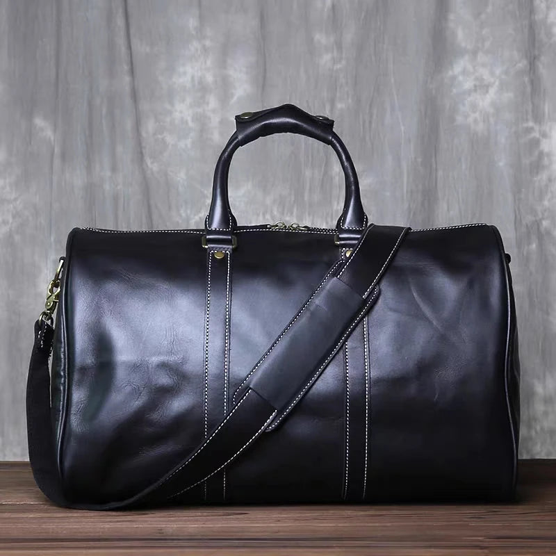 Retro Leather Men's Travel Bag Crazy-horse Leather Large-capacity Luggage Bag Top Layer Cowhide  Men Portable Diagonal Bag NZPJ