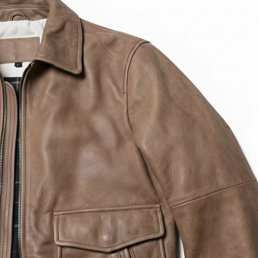 Light Brown Winter Leather Jacket Men Military Style Plus Size 5XL Genuine Natural Cowhide Turn-Down Collar Retro Flight Coat