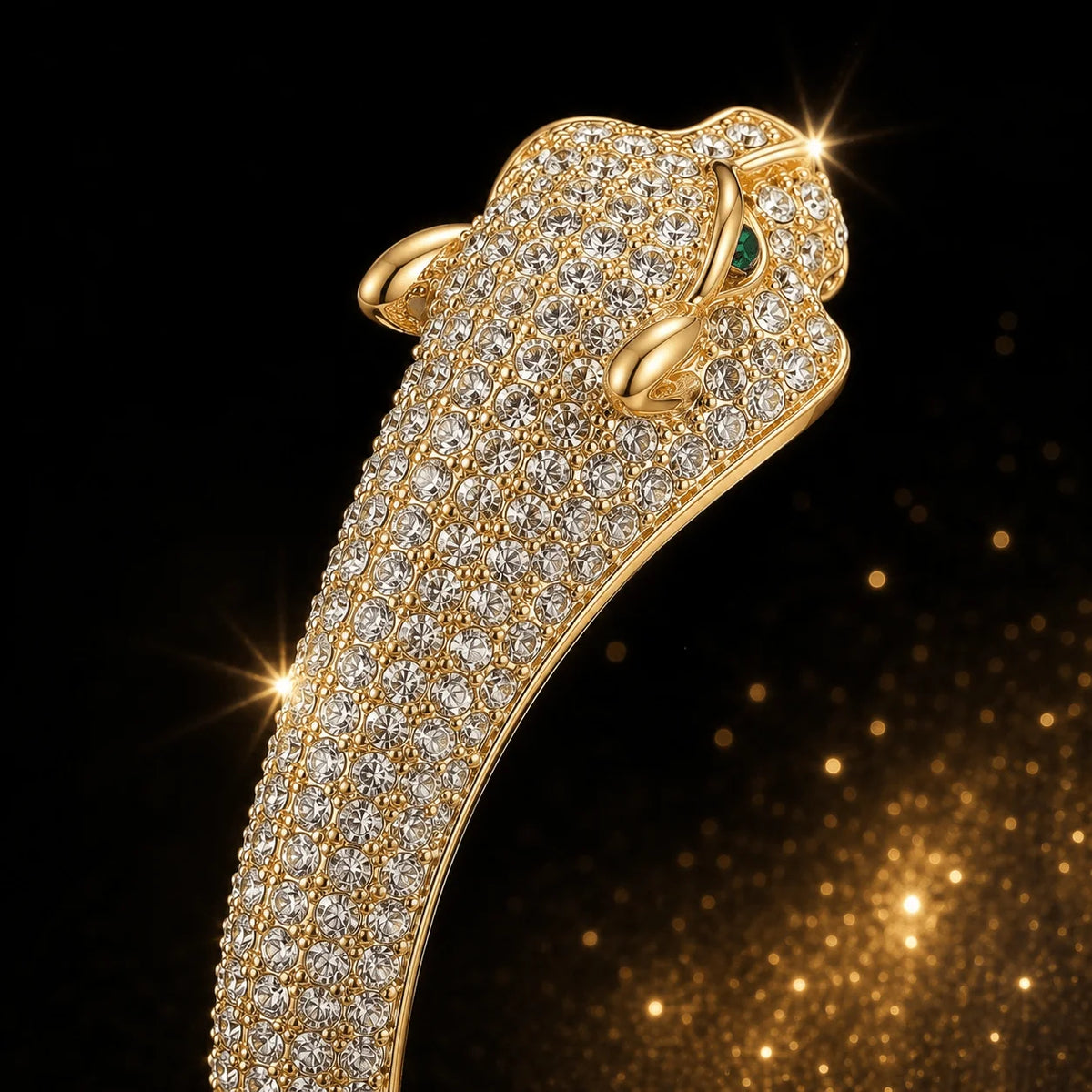 Ladies Luxury Leopard Head Bracelet Watch, Hidden Dial Gold Crystal Bracelet Watch, Ladies Elegant Gift