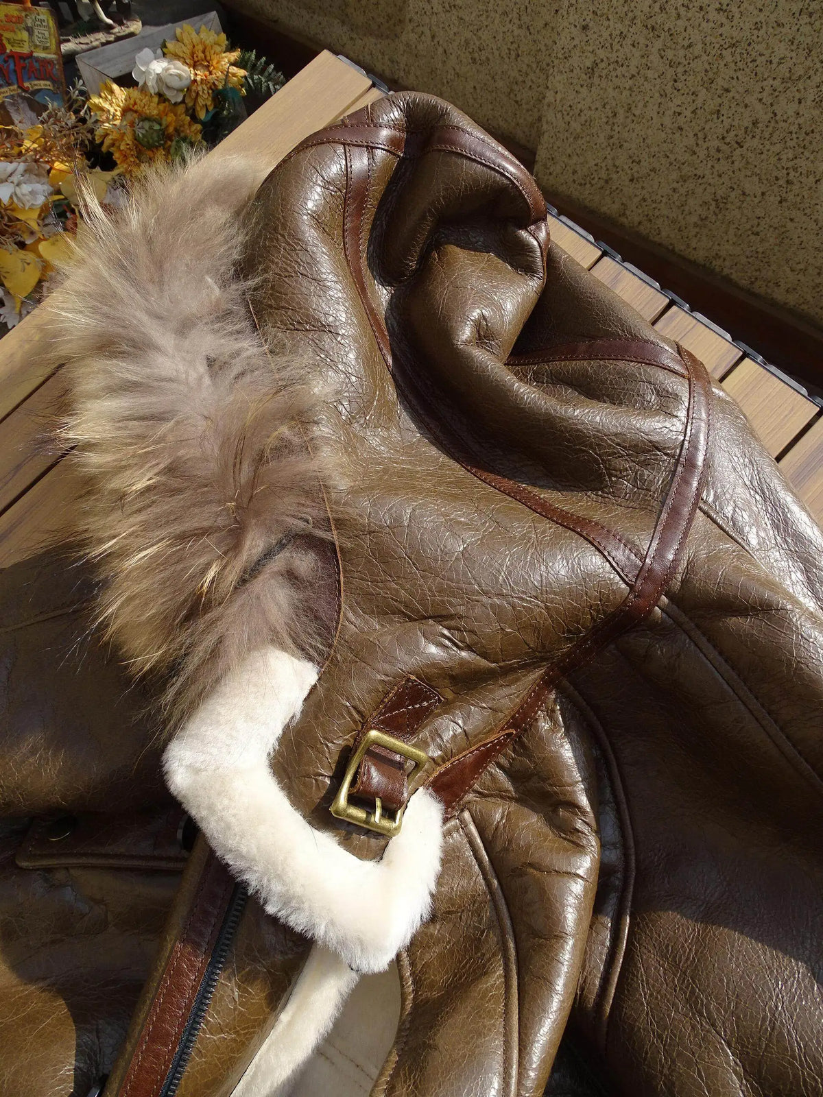 Brown Hooded Winter Shearling Jacket Men Casual Style Plus Size 5XL Genuine Natural Sheepskin Thick Warm Leather Coat