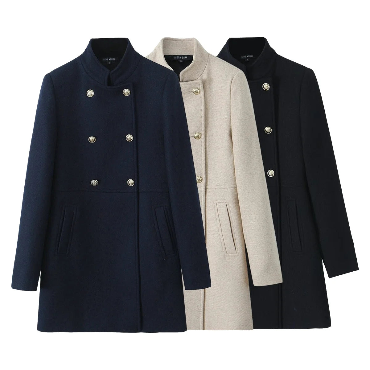 Retro Versatile Elegant Woolen Coat Stand Collar Double Buttoned Autumn Winter New Arrival Women's Fashion High Quality Outer...