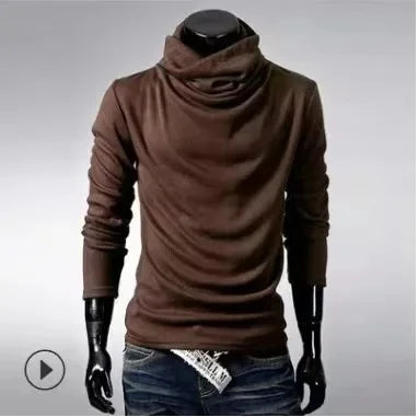Fashionable Long Sleeve Men's T-Shirt Slim Fit Base Layer Shirt Trendy Collared Top for Casual Occasions Winter Wear