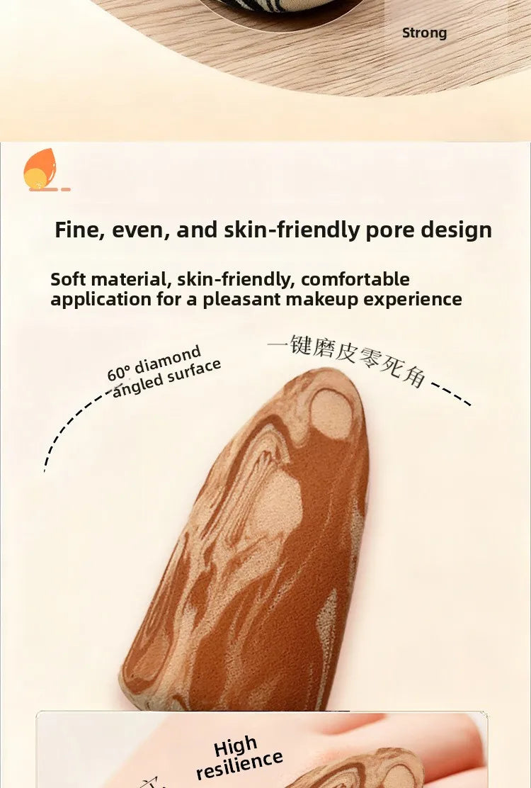 Water Activated Gradient Color Beauty Blender Tongue Shaped Makeup Sponge Dry Wet Use Dual Purpose Cosmetic Tool Non Latex