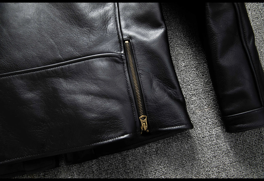 Black Autumn Leather Jacket Men Retro Style Plus Size 6XL Genuine Natural Cowhide Stand Collar J100 Motorcycle Sports Coat