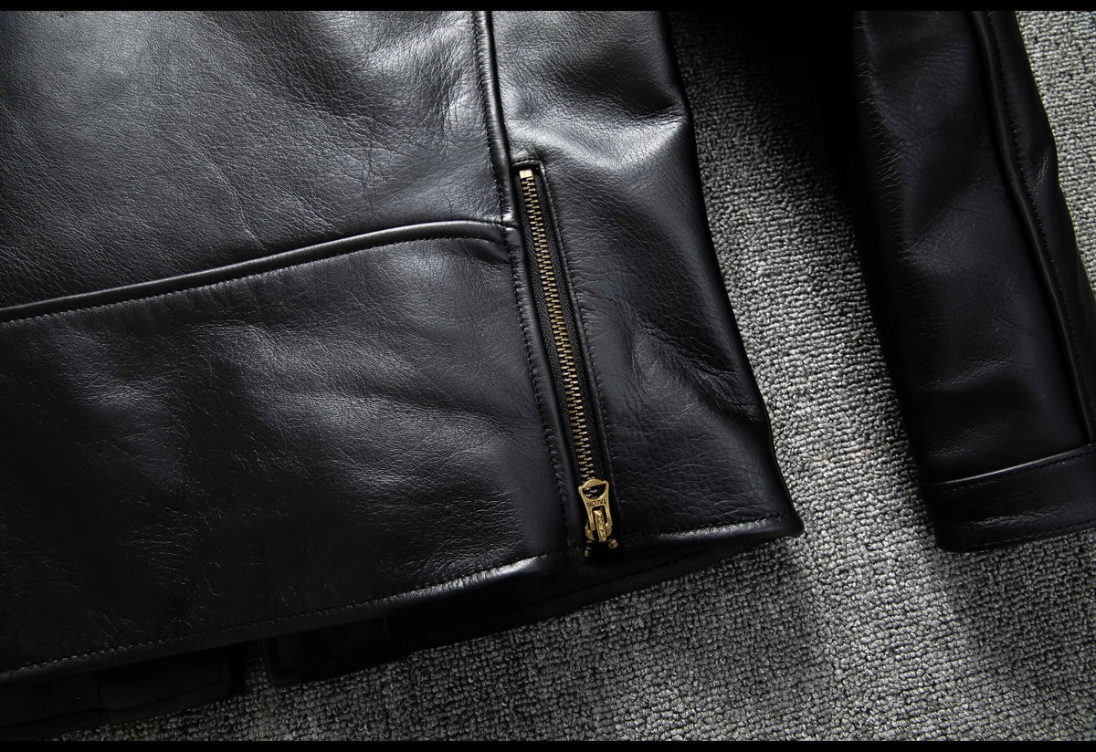 Black Autumn Leather Jacket Men Retro Style Plus Size 6XL Genuine Natural Cowhide Stand Collar J100 Motorcycle Sports Coat