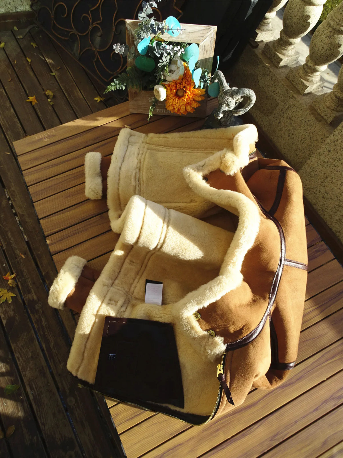 Light Brown Winter Shearling Jacket Men Retro Style Plus Size 4XL Genuine Natural Thick Sheepskin Warm Leather Coat