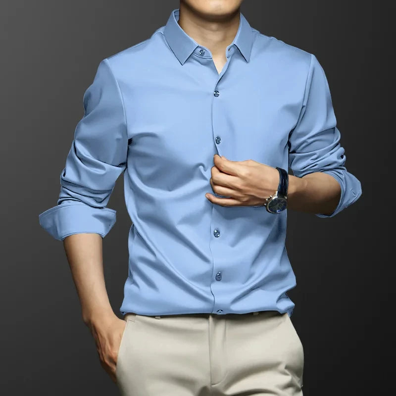 Men's White Shirt Long Sleeve Non iron Business Dress Slim Fit Korean Version Professional Work White Casual Men's Suit Shirt